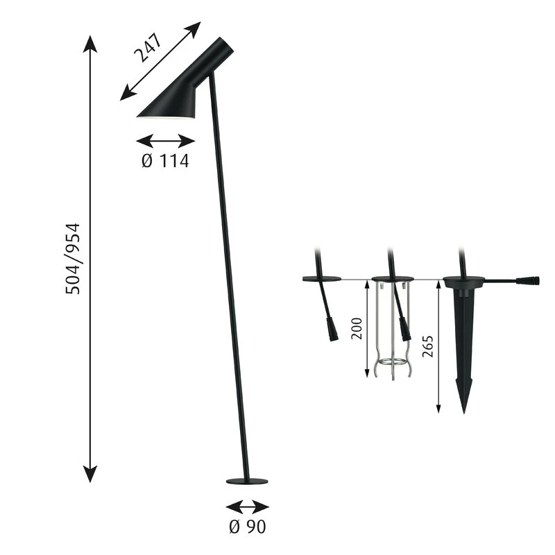 Louis Poulsen AJ Garden Bollard Lamp, Long, 3000K, Base With Adaptor 4 Louis Poulsen AJ Garden Bollard Lamp, Long, 3000K, Base With Adaptor - Image 2