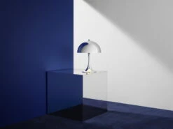 Louis Poulsen Panthella Mini Table Lamp, Chrome -Louis Poulsen panthella mini chrome blue wall